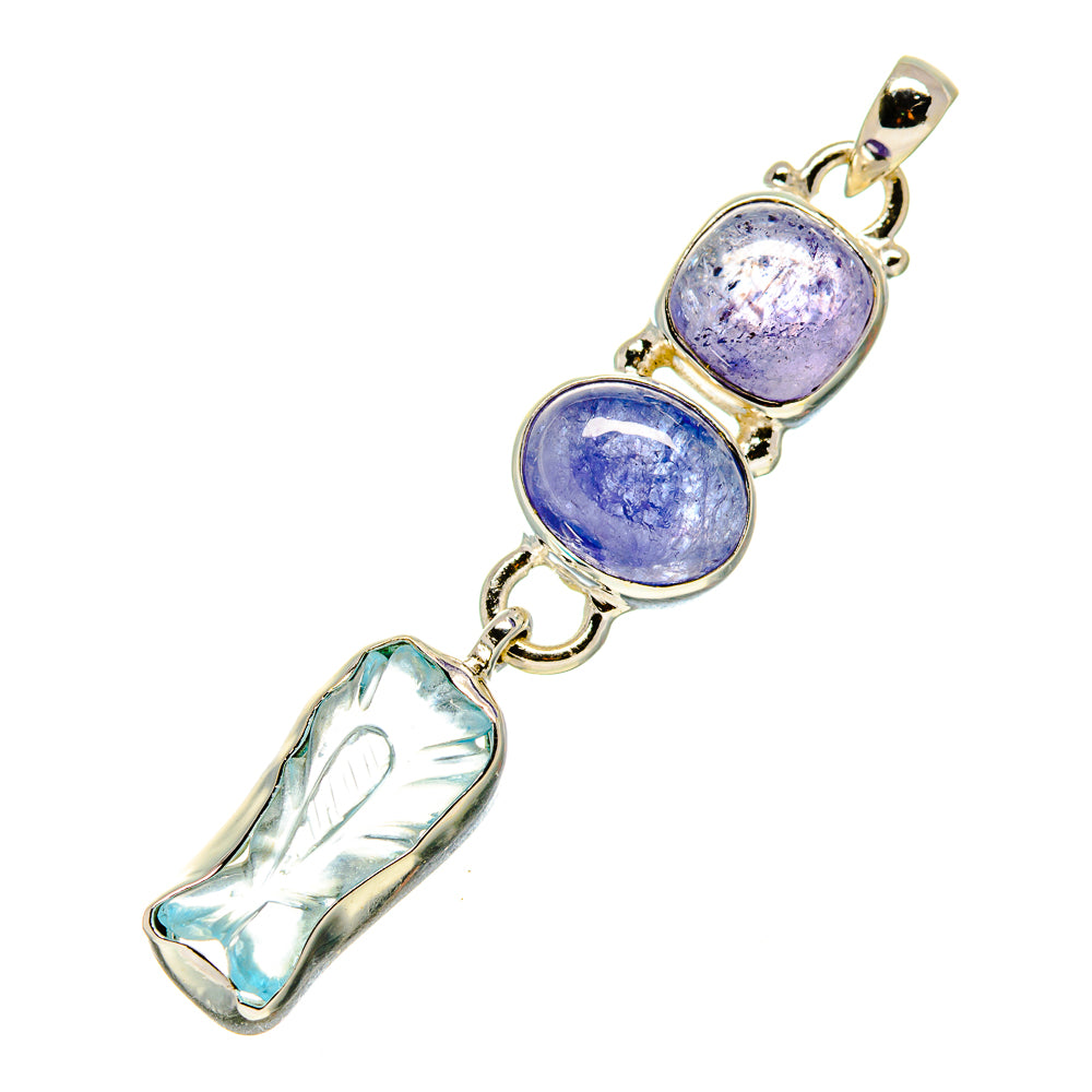 Aquamarine, Tanzanite Pendants handcrafted by Anasilvercos - PD757725