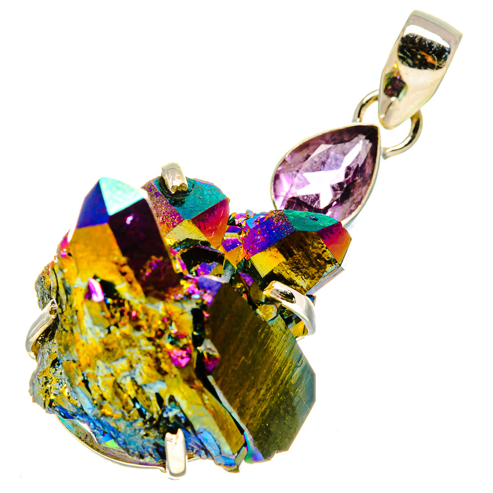 Titanium Sunshine Druzy, Amethyst Pendants handcrafted by Anasilvercos - PD757740
