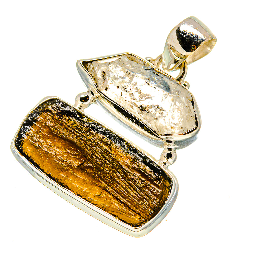 Tektite, Herkimer Diamond Pendants handcrafted by Anasilvercos - PD757746