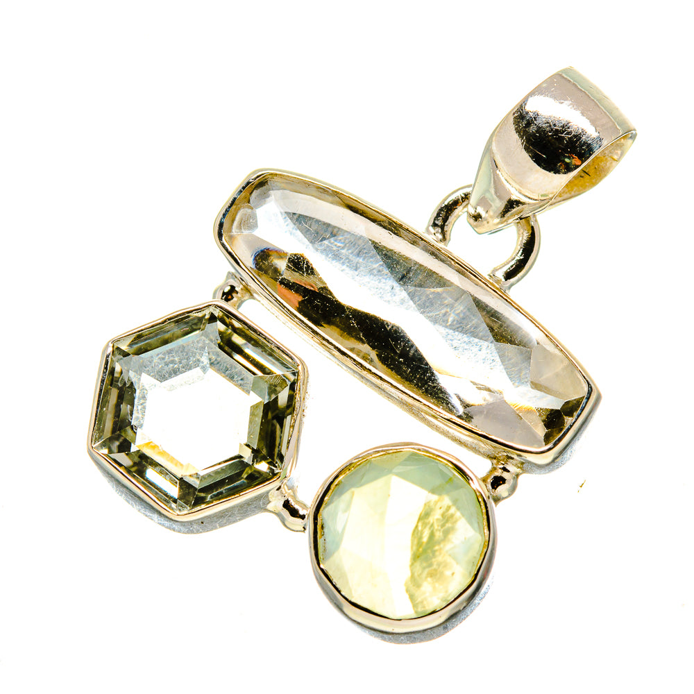 White Quartz, Green Amethyst, Prehnite Pendants handcrafted by Anasilvercos - PD757750