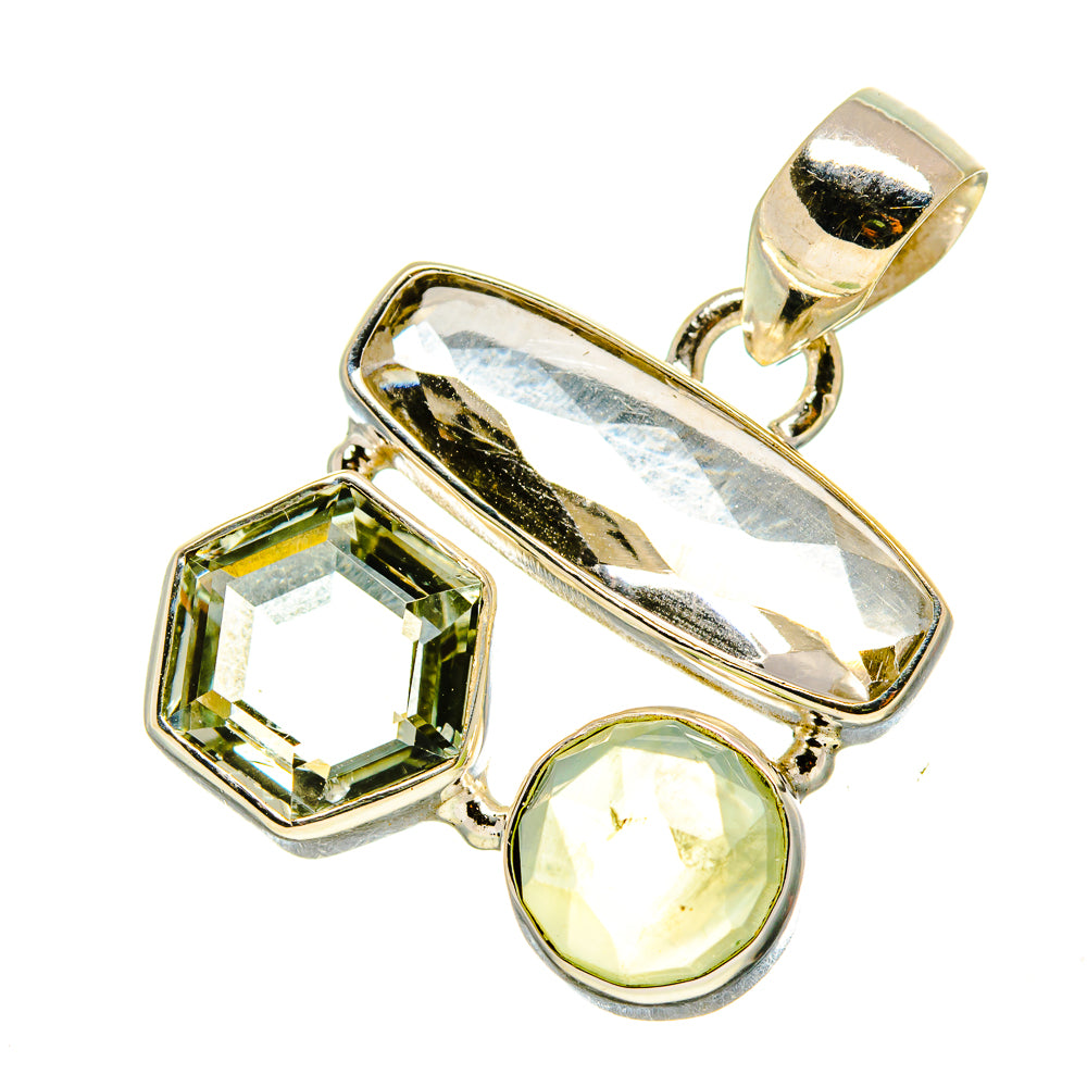 White Quartz, Green Amethyst, Prehnite Pendants handcrafted by Anasilvercos - PD757753