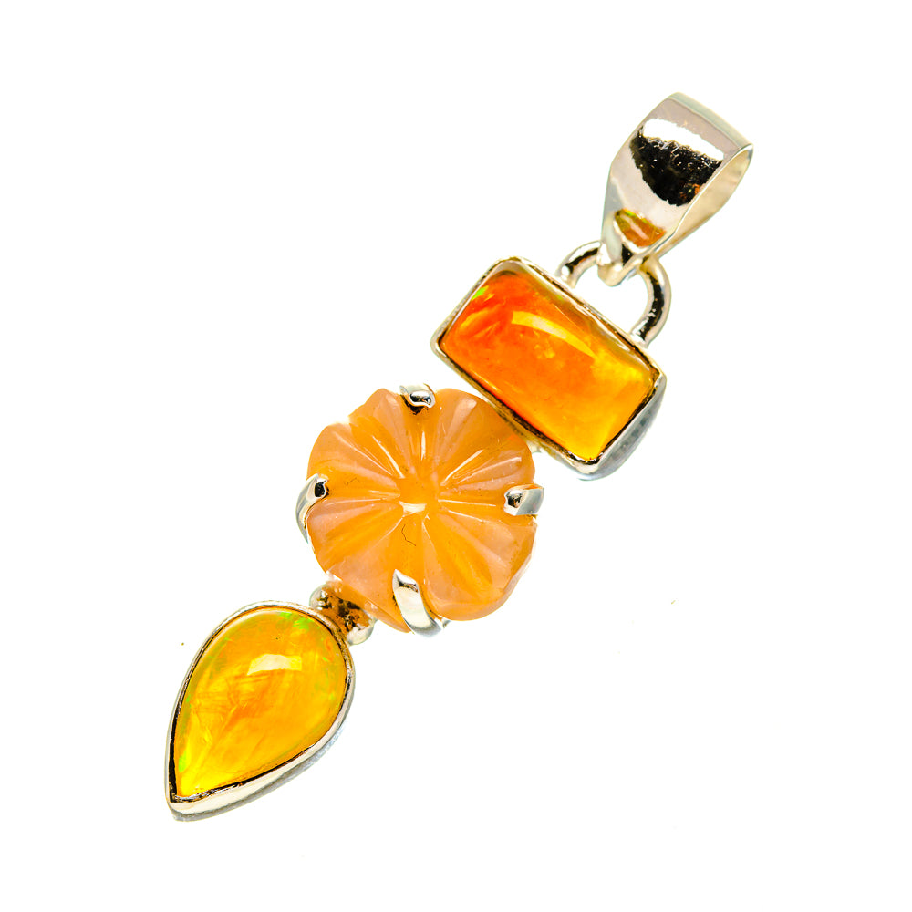 Peach Moonstone, Ethiopian Opal Pendants handcrafted by Anasilvercos - PD757762