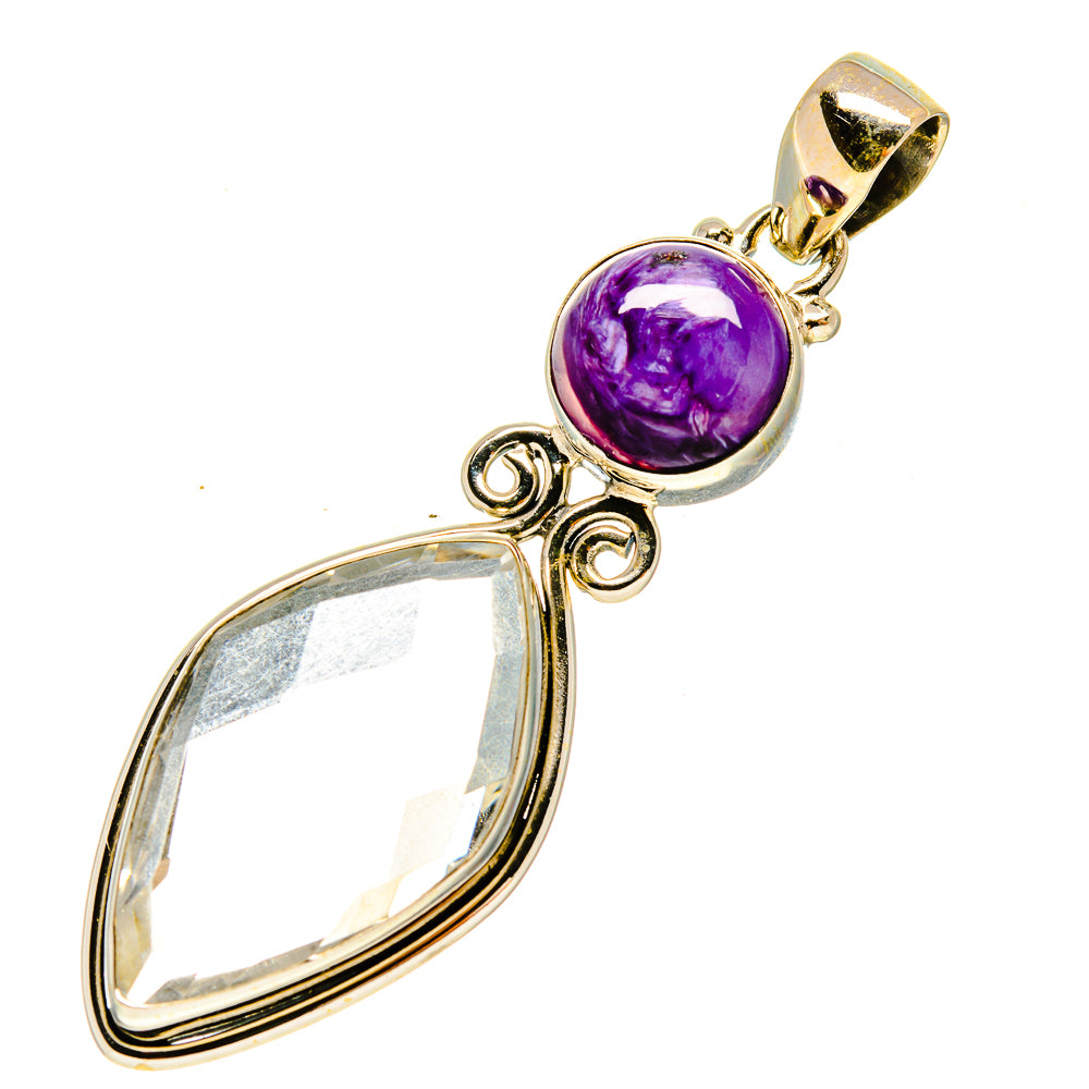 White Quartz, Charoite Pendants handcrafted by Anasilvercos - PD757770