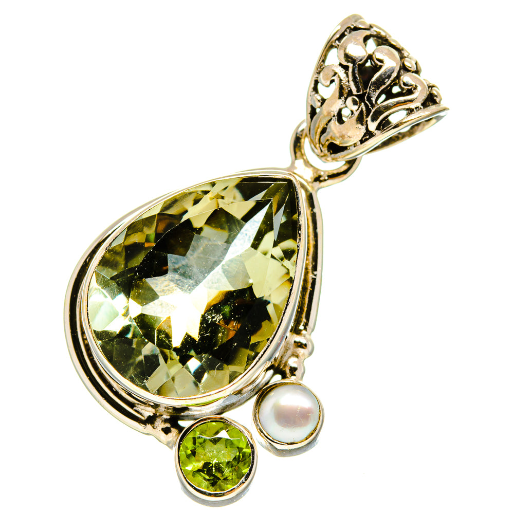 Green Amethyst, Peridot, Cultured Pearl Pendants handcrafted by Anasilvercos - PD757787