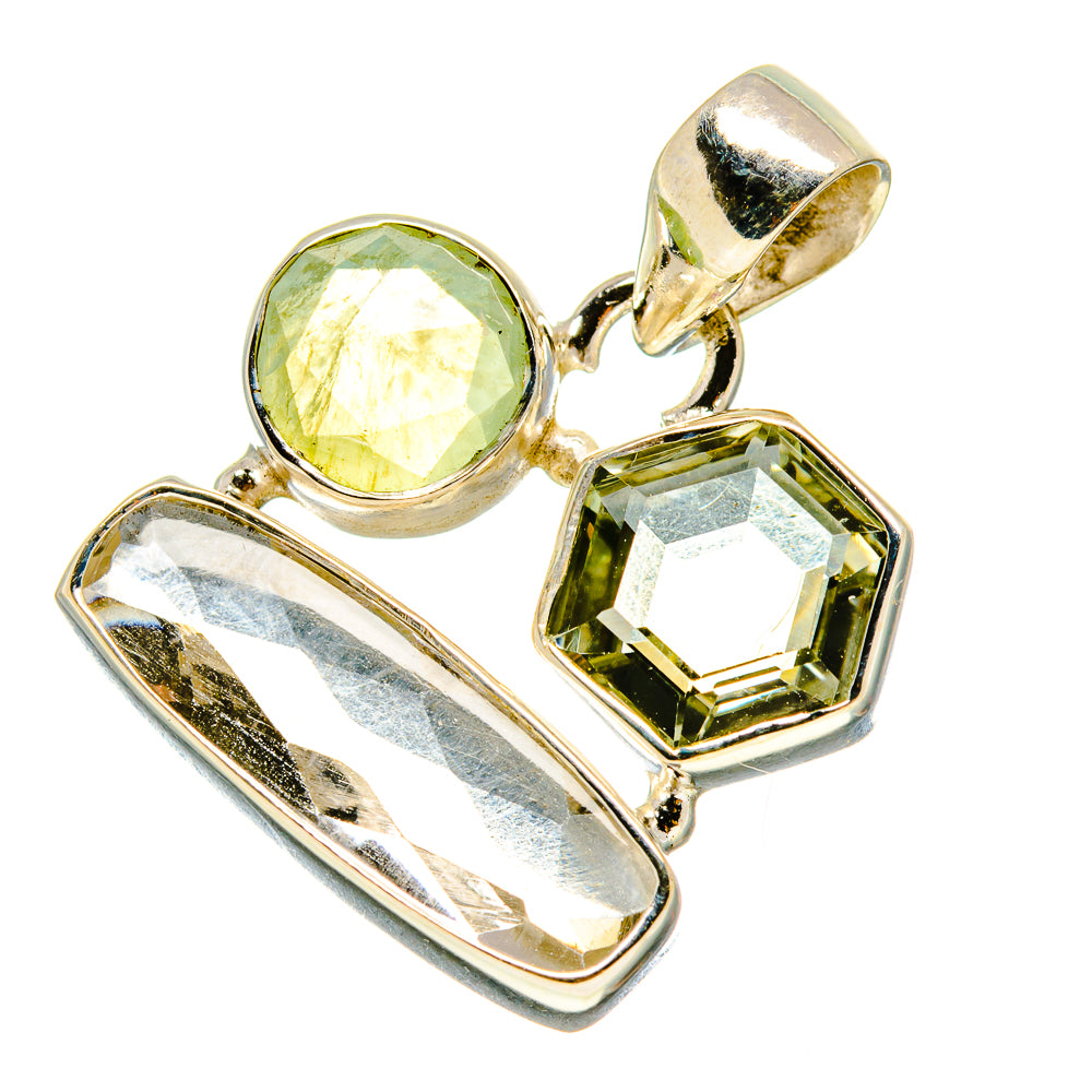 White Quartz, Green Amethyst, Prehnite Pendants handcrafted by Anasilvercos - PD757793