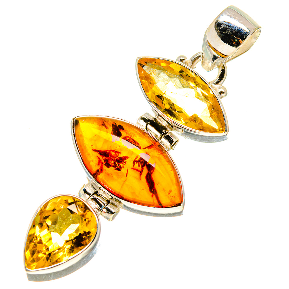 Baltic Amber, Citrine Pendants handcrafted by Anasilvercos - PD757804