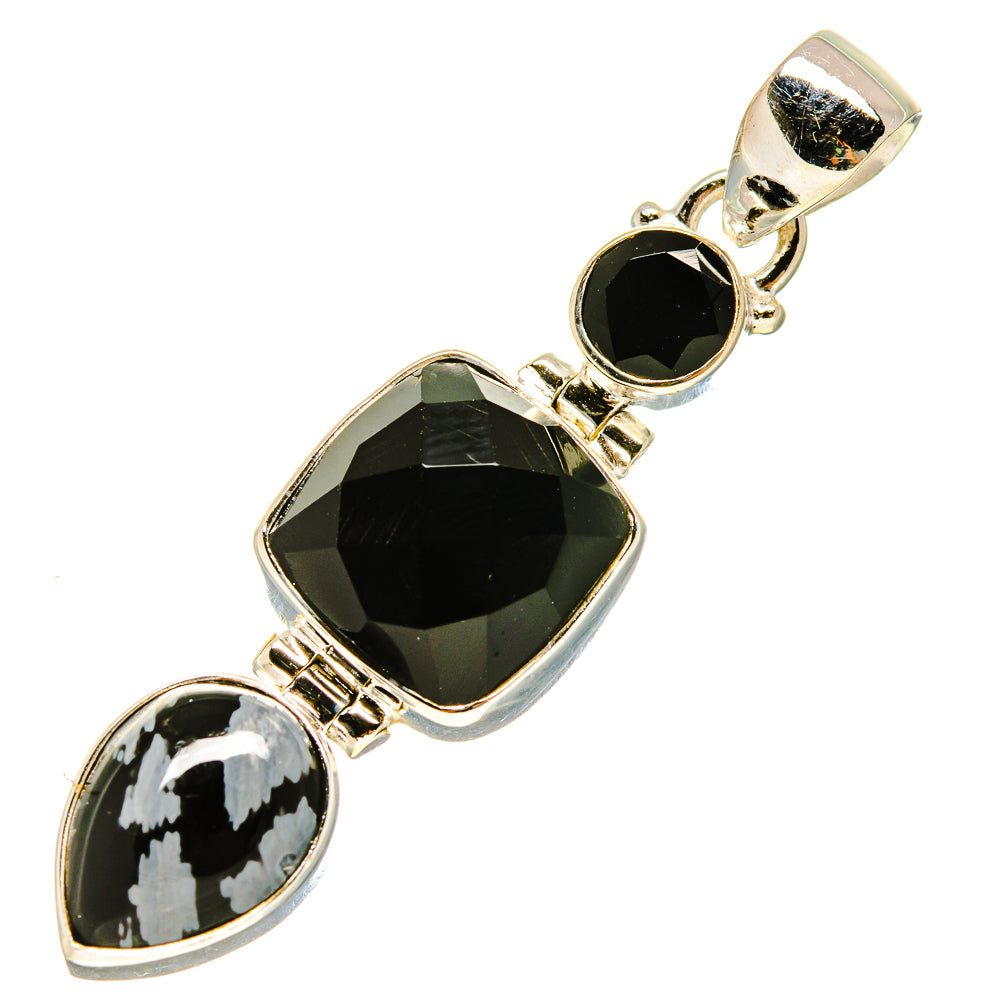 Black Onyx, Snowflake Obsidian Pendants handcrafted by Anasilvercos - PD757808