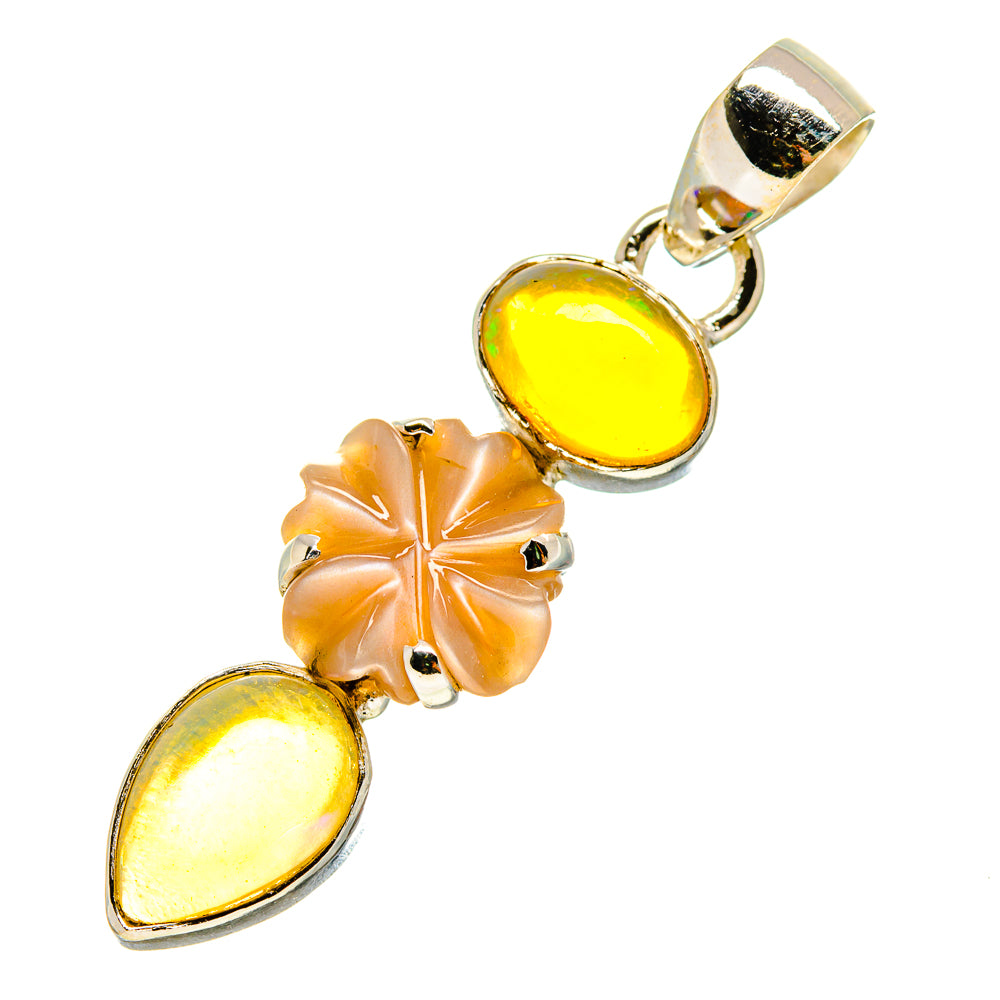 Peach Moonstone, Ethiopian Opal Pendants handcrafted by Anasilvercos - PD757809
