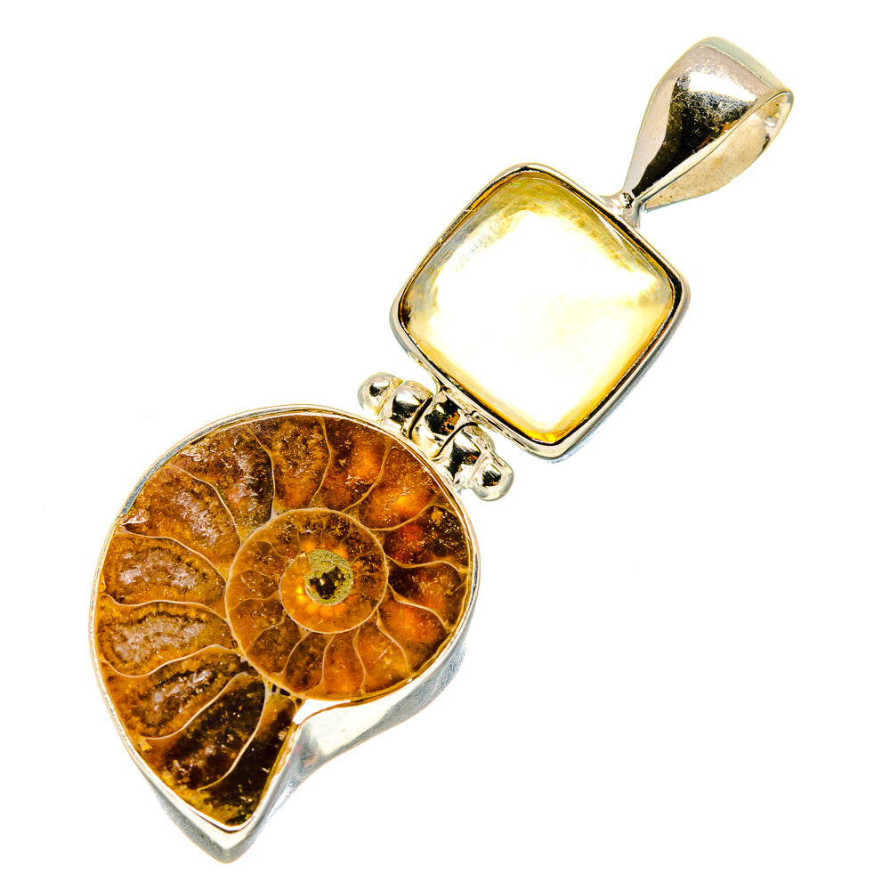 Ammonite Fossil, Citrine Pendants handcrafted by Anasilvercos - PD757813