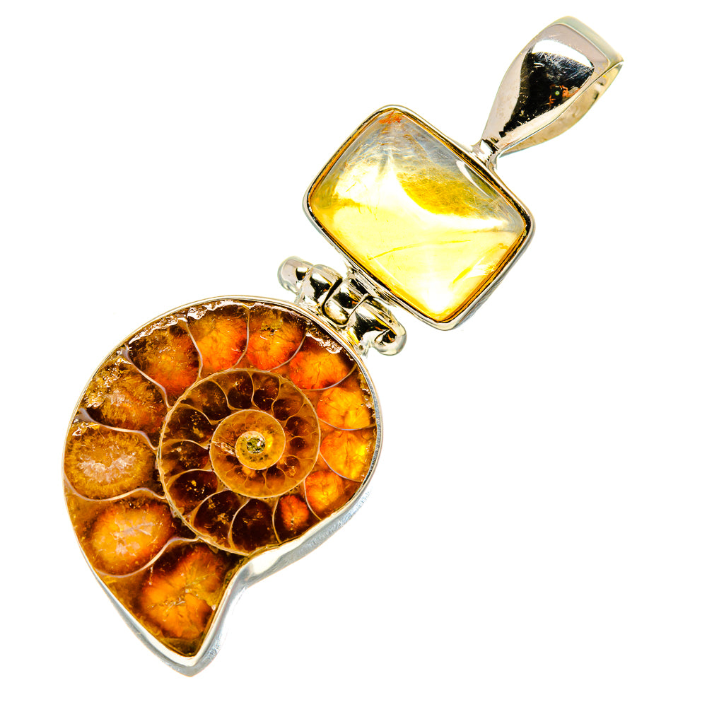 Ammonite Fossil, Citrine Pendants handcrafted by Anasilvercos - PD757814