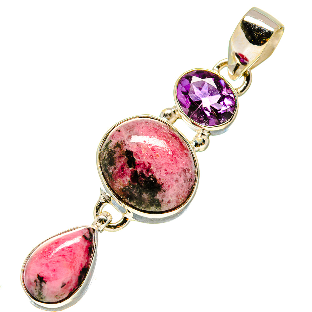 Rhodonite, Amethyst Pendants handcrafted by Anasilvercos - PD757818