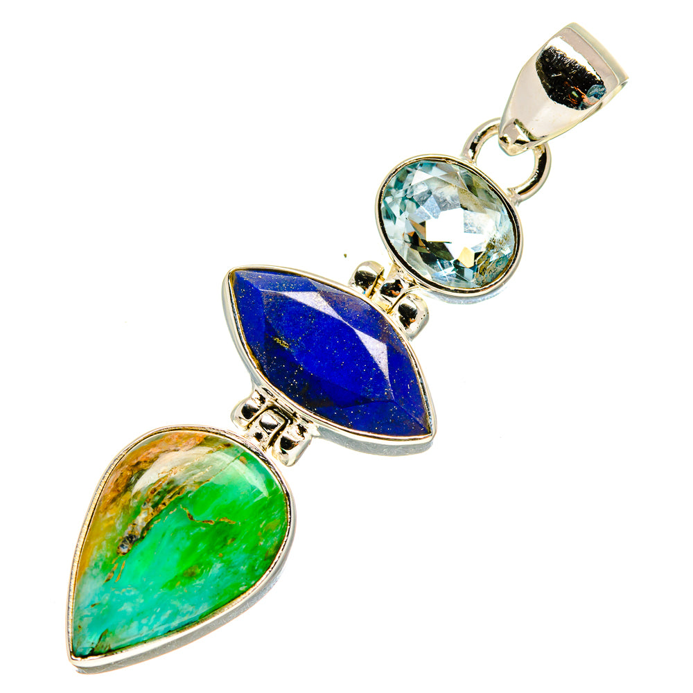 Peruvian Opal, Lapis Lazuli, Blue Topaz Pendants handcrafted by Anasilvercos - PD757824