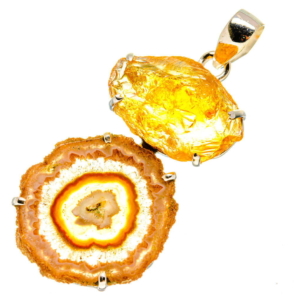 Orange Solar Quartz Pendants handcrafted by Anasilvercos - PD757864