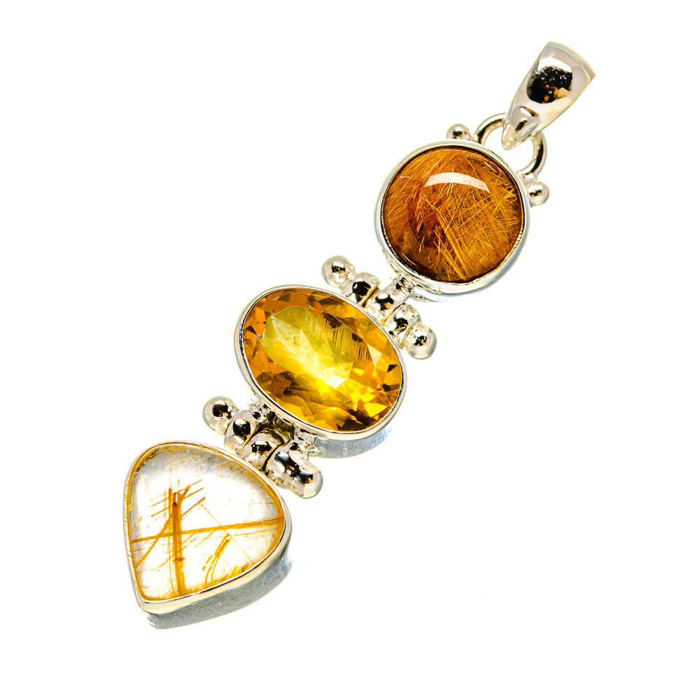 Rutilated Quartz Pendants handcrafted by Anasilvercos - PD758492
