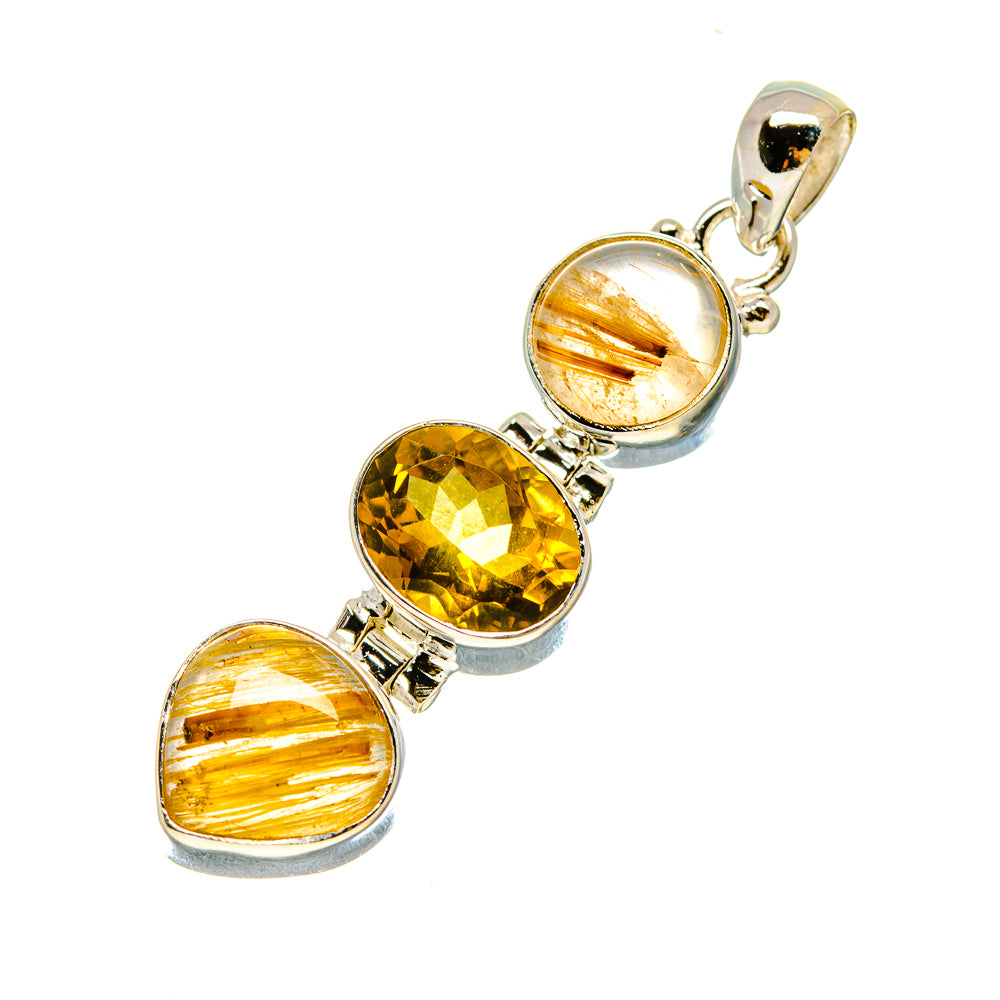 Rutilated Quartz Pendants handcrafted by Anasilvercos - PD758493