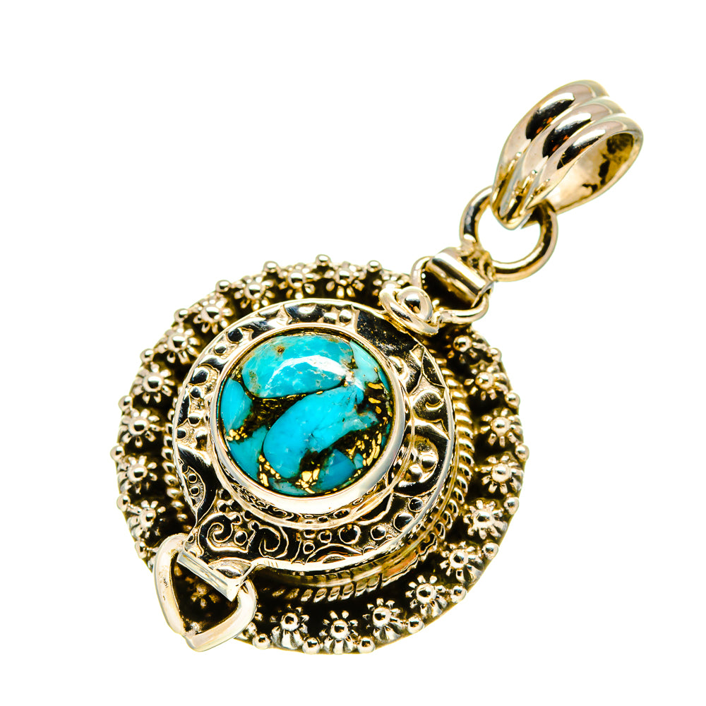 Blue Copper Composite Turquoise Pendants handcrafted by Anasilvercos - PD758543
