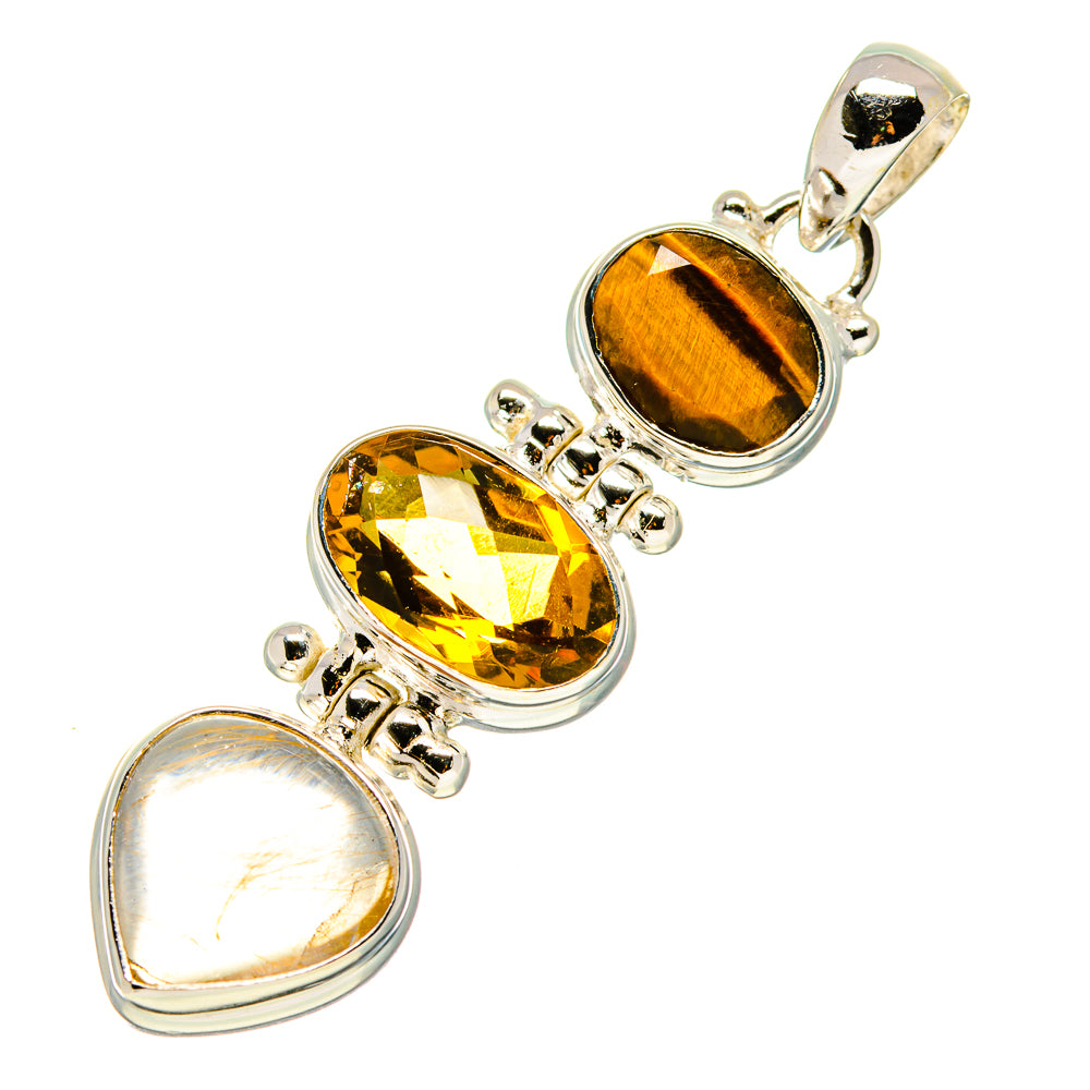 Citrine, Tiger Eye Pendants handcrafted by Anasilvercos - PD758732