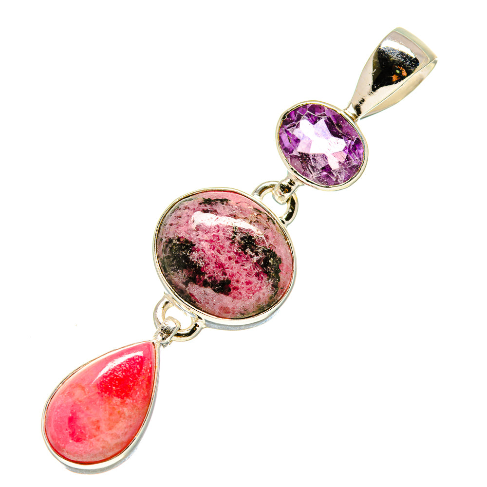 Rhodonite, Rhodochrosite, Amethyst Pendants handcrafted by Anasilvercos - PD758735