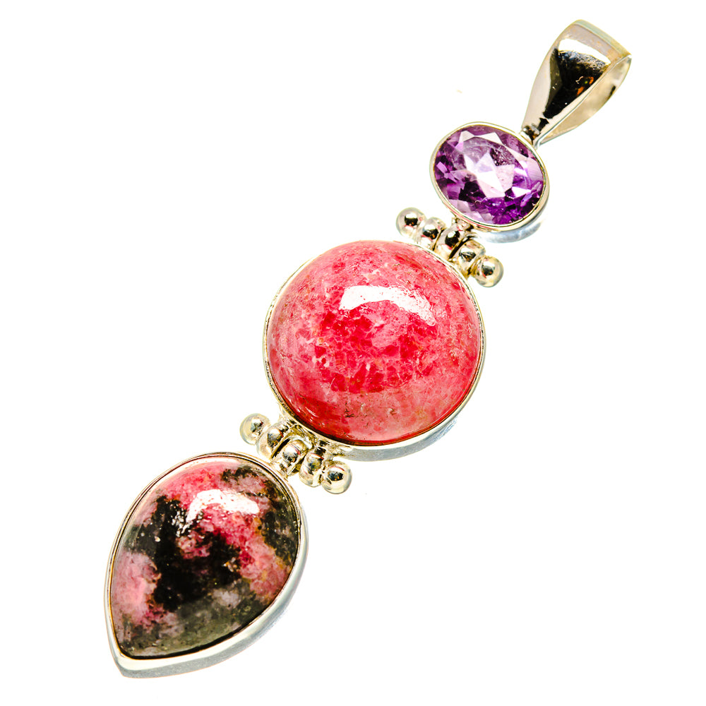 Rhodochrosite, Rhodonite, Amethyst Pendants handcrafted by Anasilvercos - PD758739