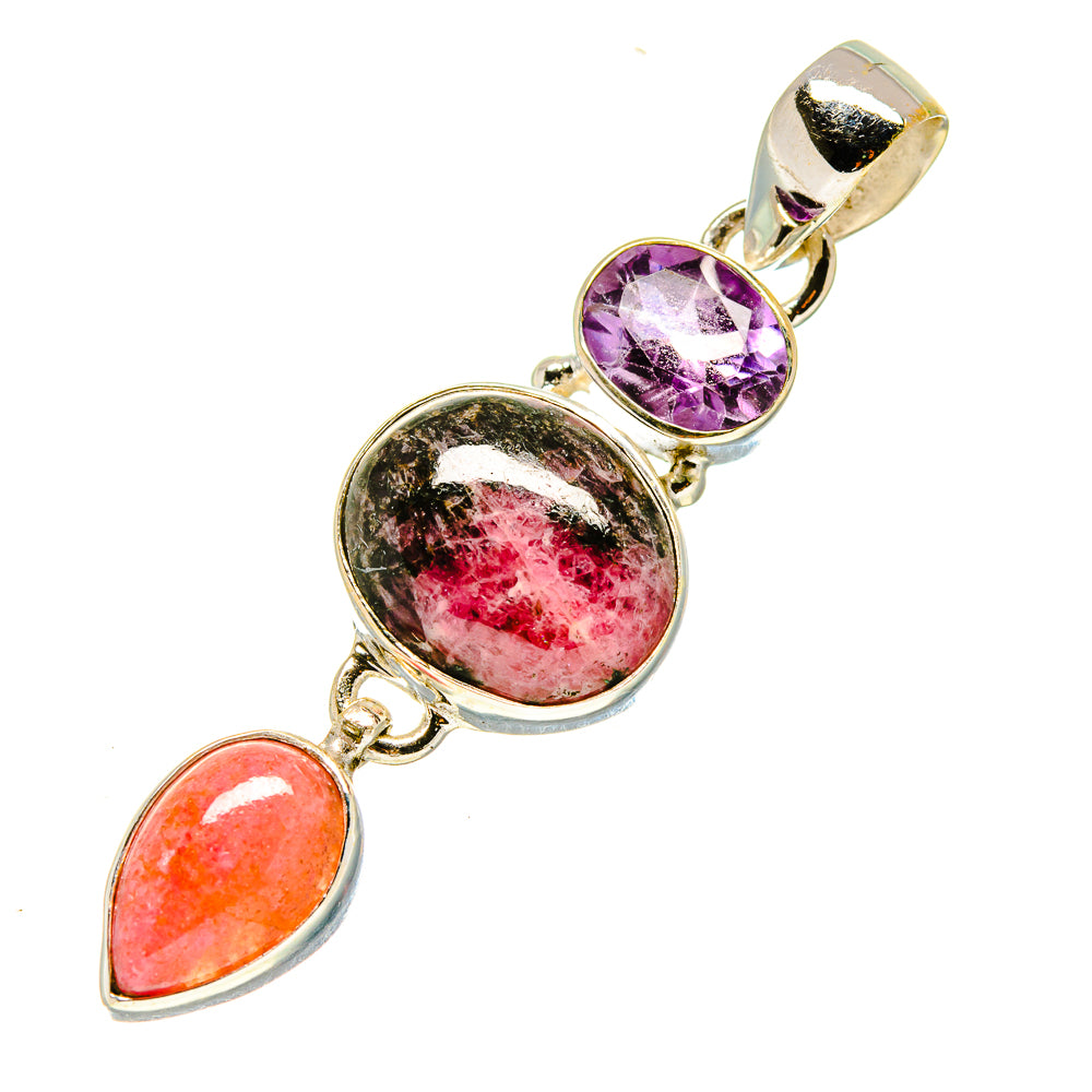 Rhodonite, Rhodochrosite, Amethyst Pendants handcrafted by Anasilvercos - PD758740