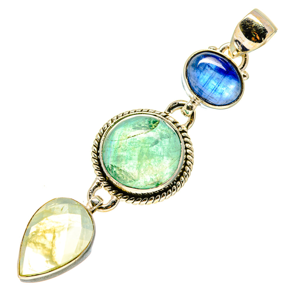 Green Fluorite, Prehnite, Kyanite Pendants handcrafted by Anasilvercos - PD758741