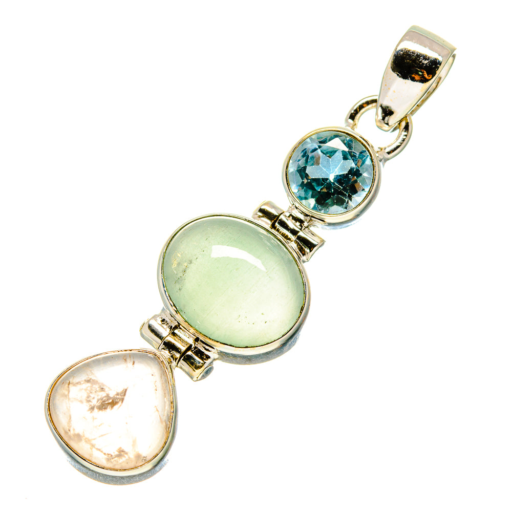 Blue Fluorite, Rose Quartz, Blue Topaz Pendants handcrafted by Anasilvercos - PD758745