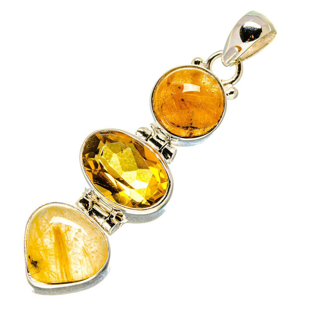 Citrine, Rutilated Quartz Pendants handcrafted by Anasilvercos - PD758748