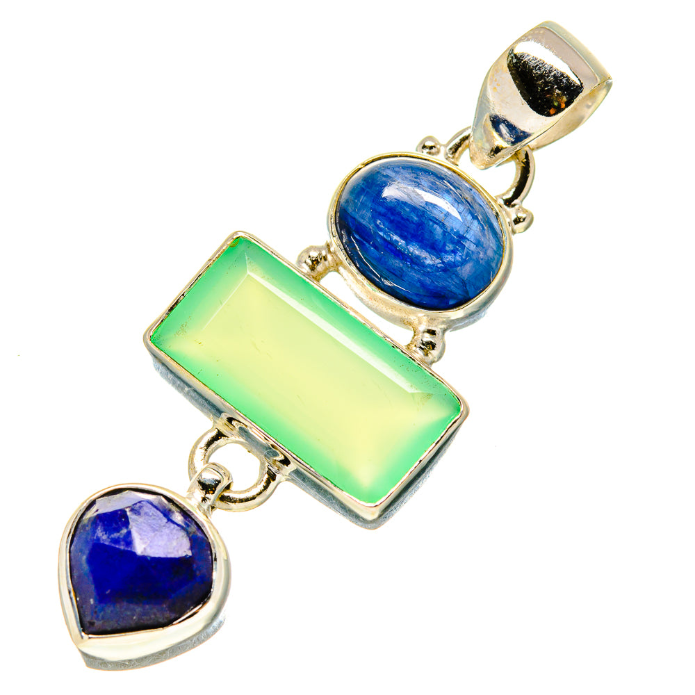 Aqua Chalcedony, Kyanite, Lapis Lazuli Pendants handcrafted by Anasilvercos - PD758768