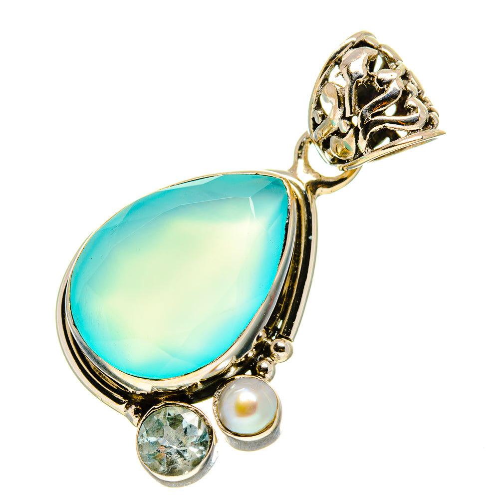Aqua Chalcedony Pendants handcrafted by Anasilvercos - PD759054