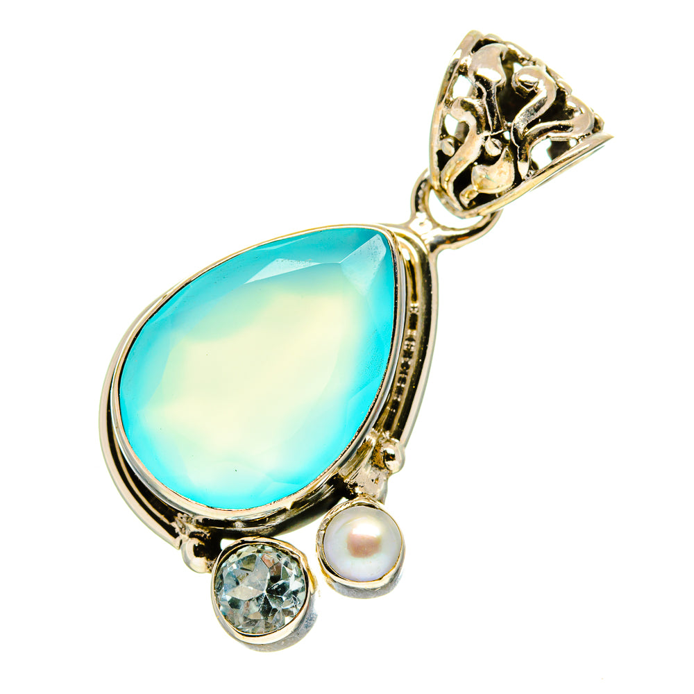 Aqua Chalcedony Pendants handcrafted by Anasilvercos - PD759118