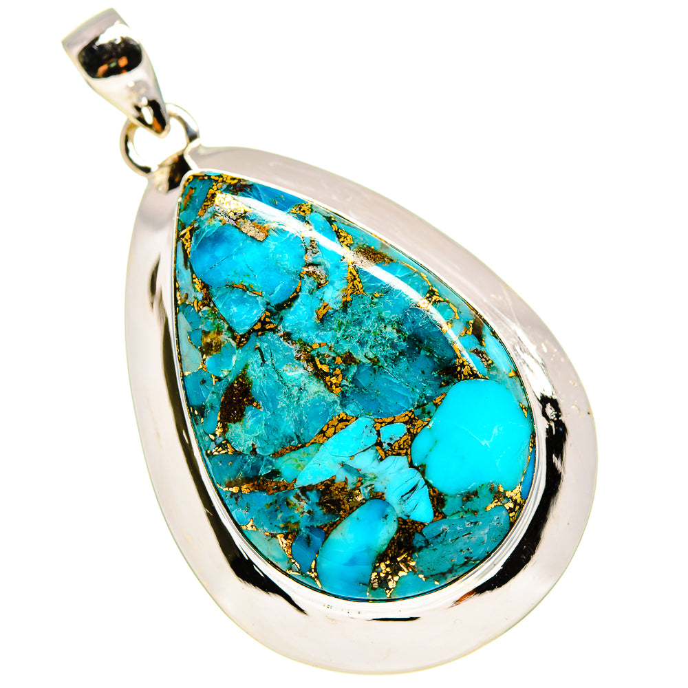 Blue Copper Composite Turquoise Pendants handcrafted by Anasilvercos - PD759150