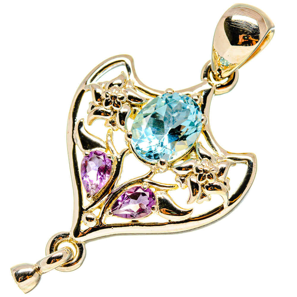 Blue Topaz Amethyst Pendants handcrafted by Anasilvercos - PD759237