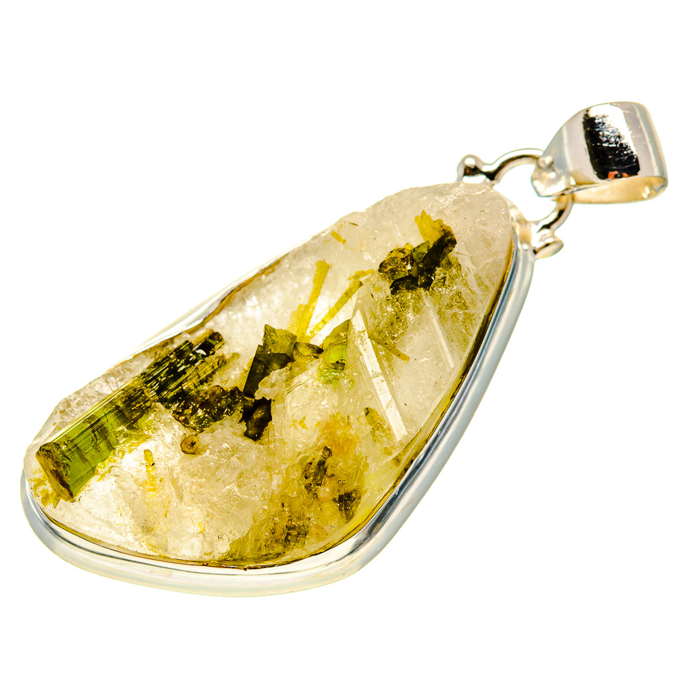 Green Tourmaline In Quartz Pendants handcrafted by Anasilvercos - PD759277