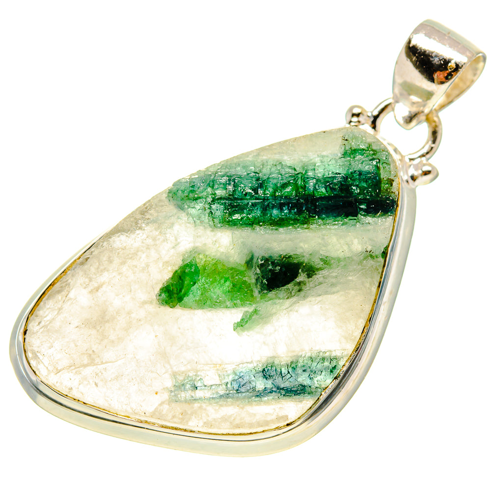 Green Tourmaline In Quartz Pendants handcrafted by Anasilvercos - PD759290