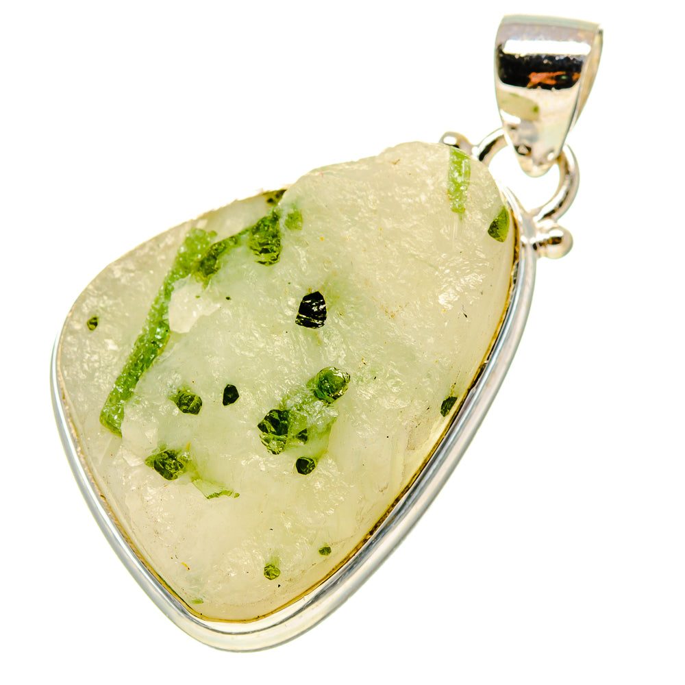 Green Tourmaline In Quartz Pendants handcrafted by Anasilvercos - PD759313
