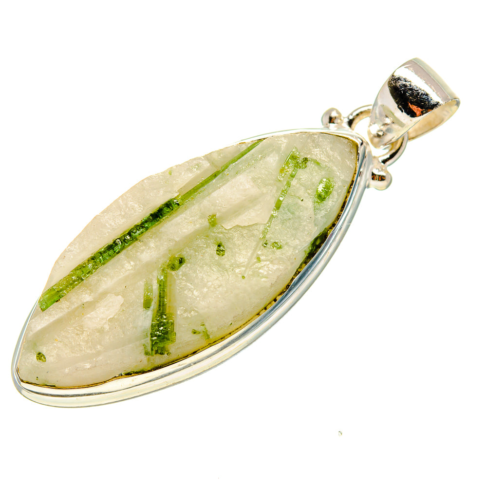 Green Tourmaline In Quartz Pendants handcrafted by Anasilvercos - PD759343