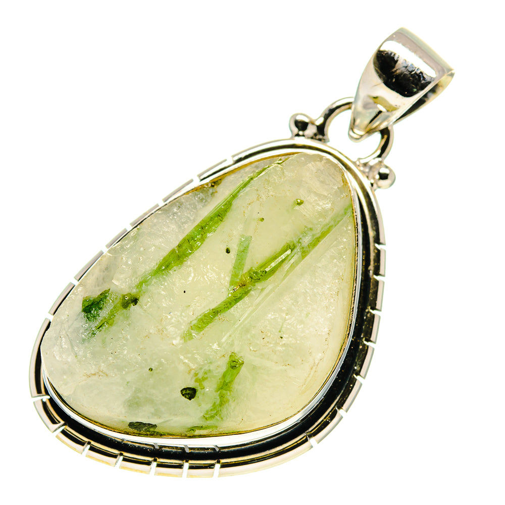 Green Tourmaline In Quartz Pendants handcrafted by Anasilvercos - PD759500