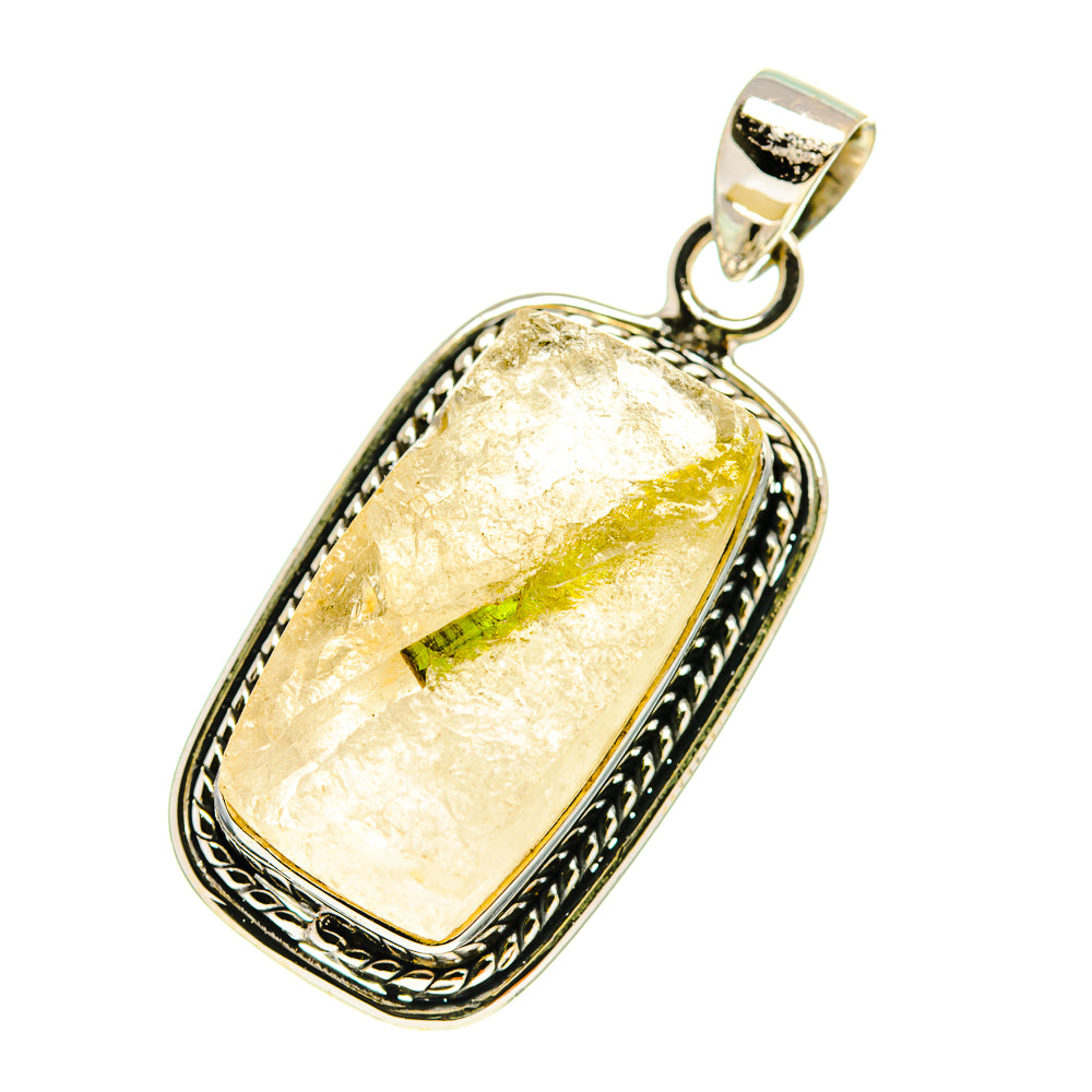 Green Tourmaline In Quartz Pendants handcrafted by Anasilvercos - PD759966