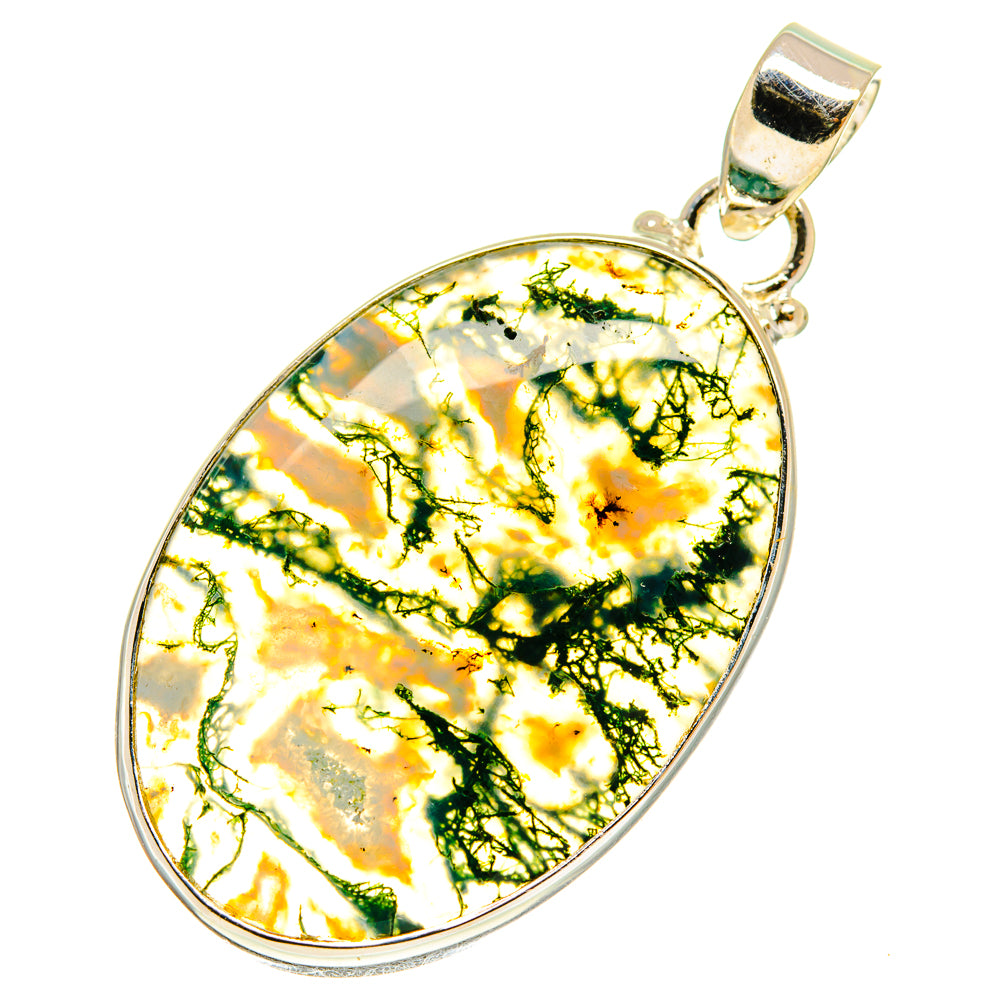 Green Moss Agate Pendants handcrafted by Anasilvercos - PD760200