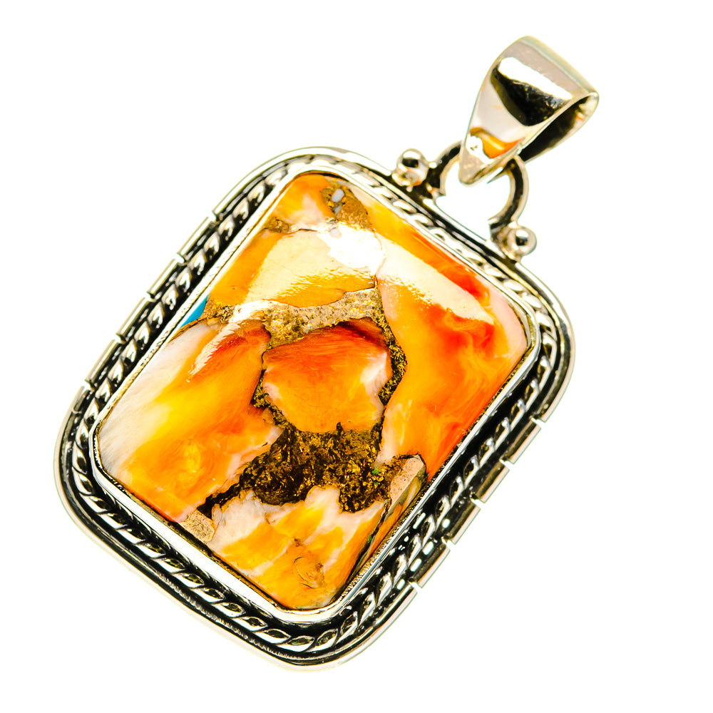 Orange Copper Composite Turquoise Pendants handcrafted by Anasilvercos - PD760408