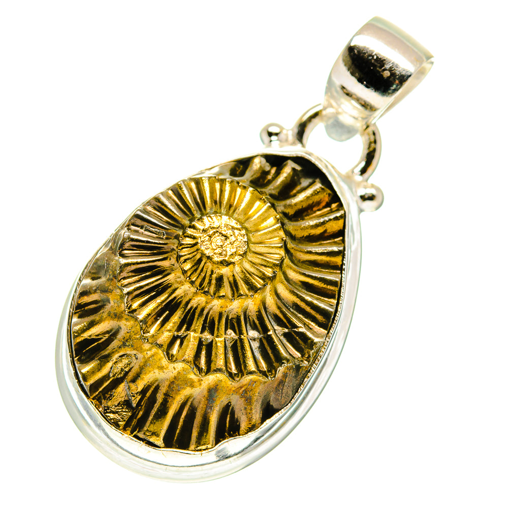 Pyrite Fossil Pendants handcrafted by Anasilvercos - PD760434