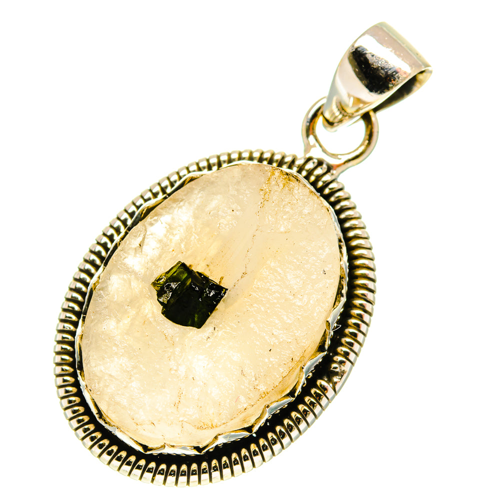 Green Tourmaline In Quartz Pendants handcrafted by Anasilvercos - PD760439 - Photo 2