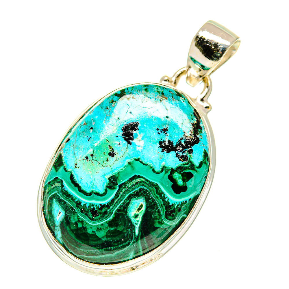 Malachite In Chrysocolla Pendants handcrafted by Anasilvercos - PD760569