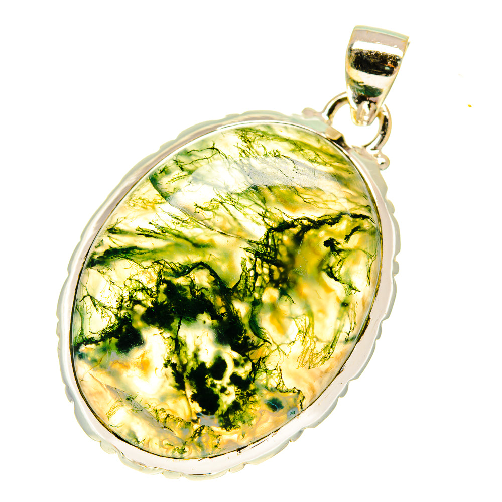 Green Moss Agate Pendants handcrafted by Anasilvercos - PD760671