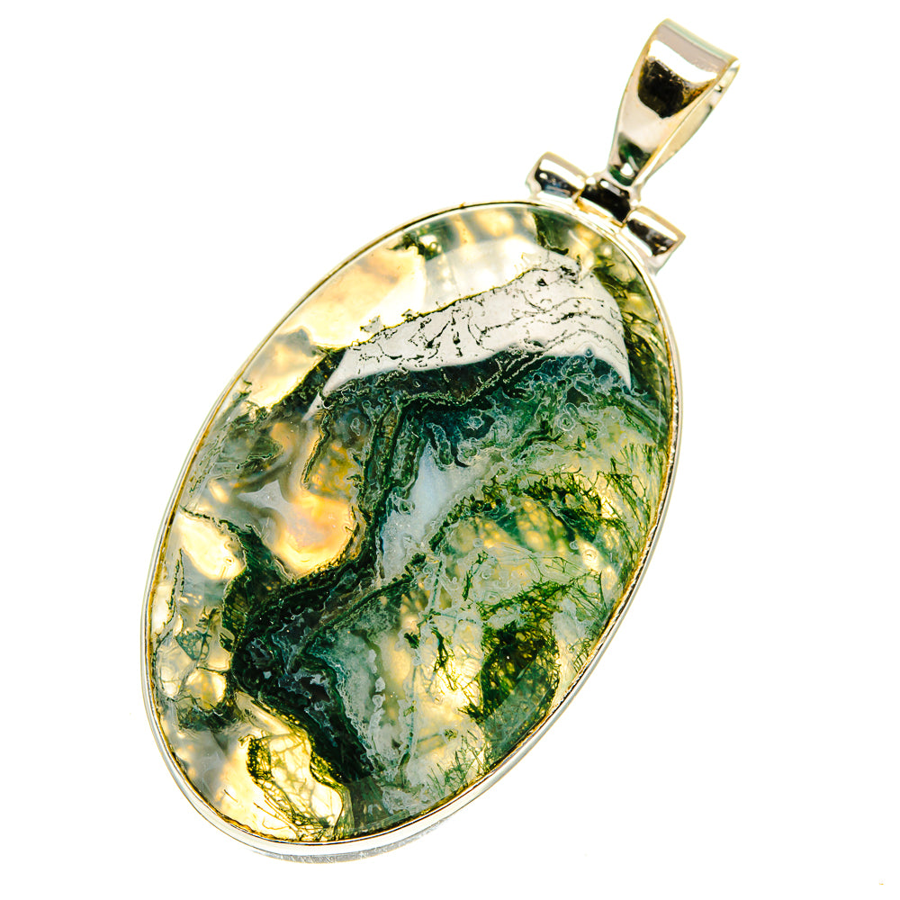 Green Moss Agate Pendants handcrafted by Anasilvercos - PD760849