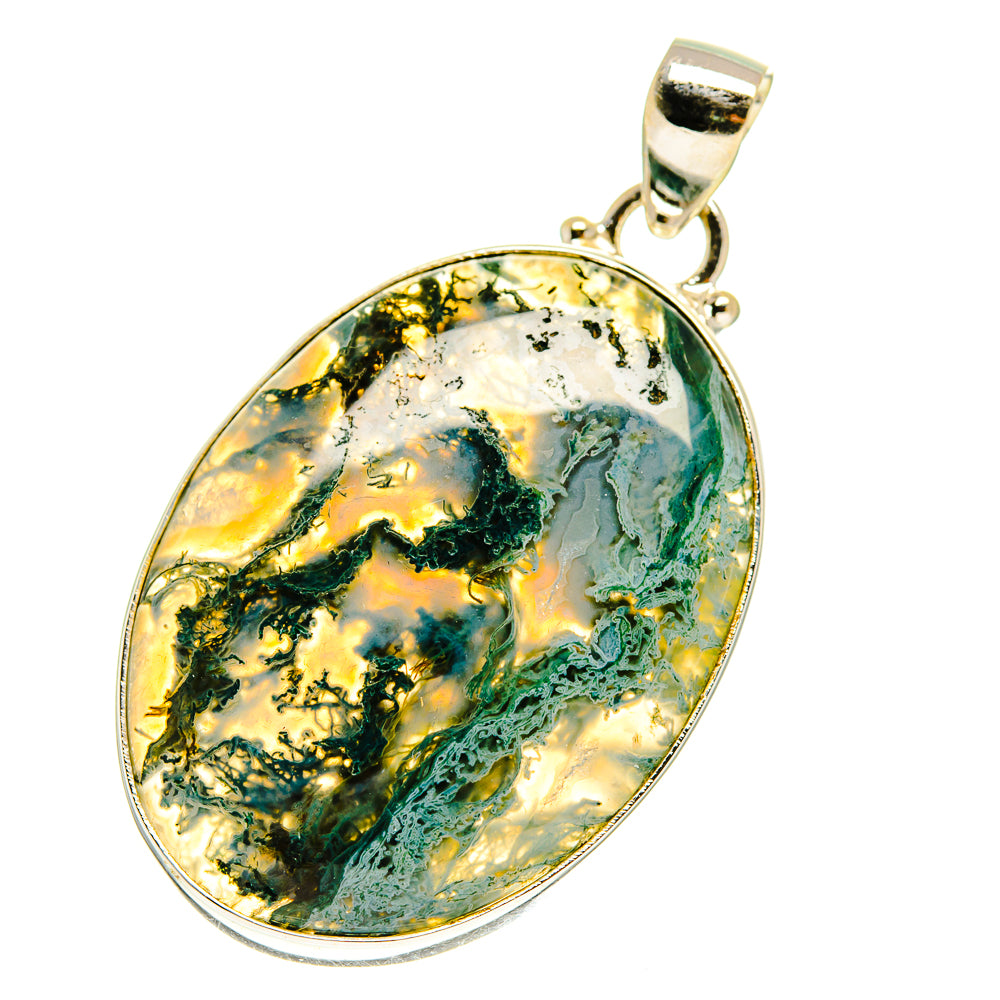 Green Moss Agate Pendants handcrafted by Anasilvercos - PD760850
