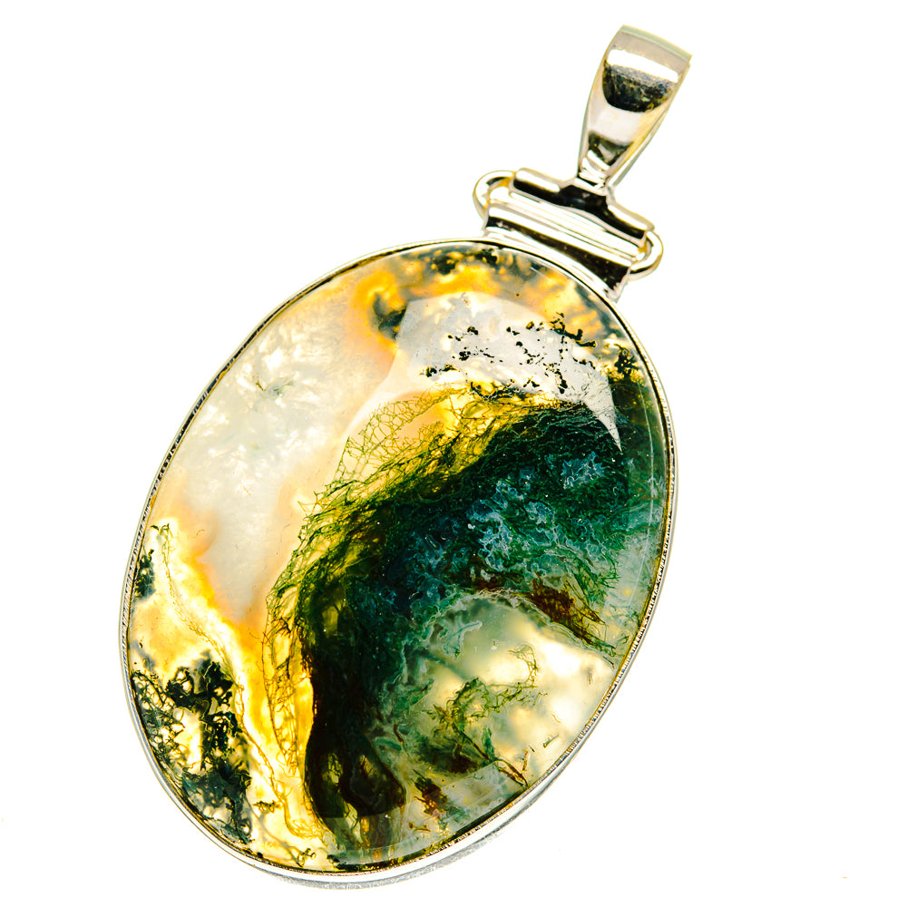 Green Moss Agate Pendants handcrafted by Anasilvercos - PD760852