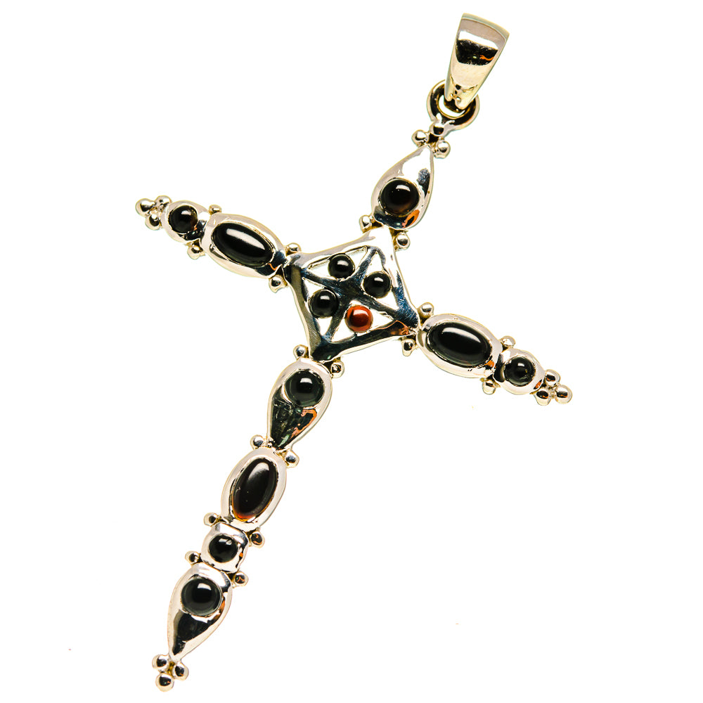 Black Onyx Cross Pendants handcrafted by Anasilvercos - PD760891
