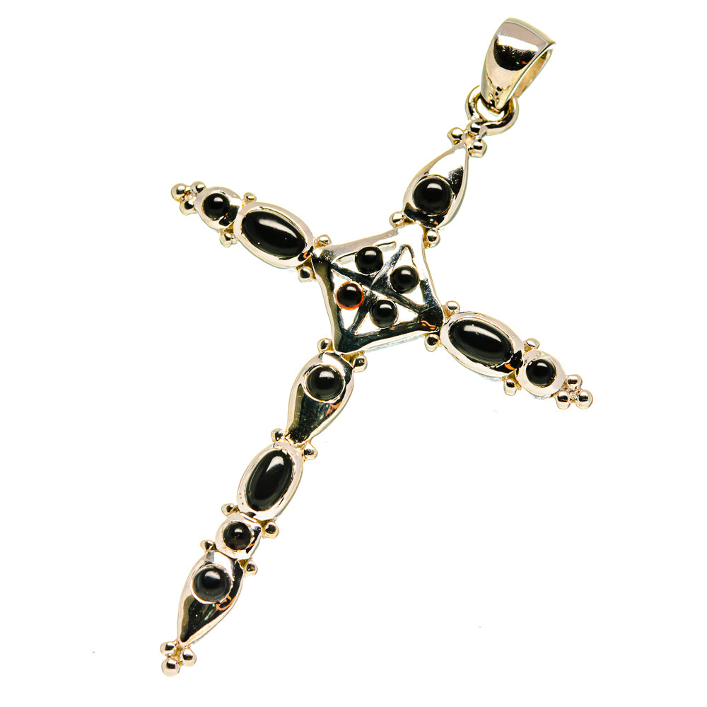 Black Onyx Cross Pendants handcrafted by Anasilvercos - PD760892