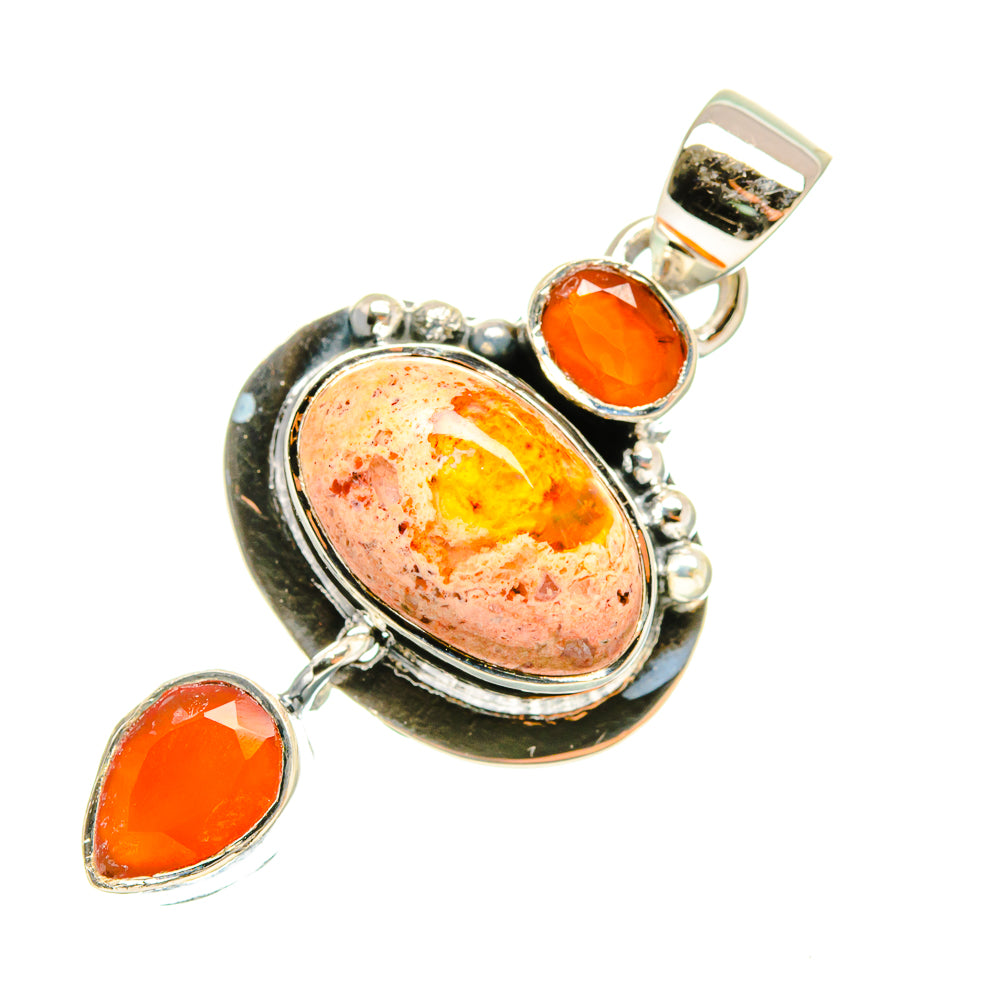 Mexican Fire Opal Pendants handcrafted by Anasilvercos - PD7640